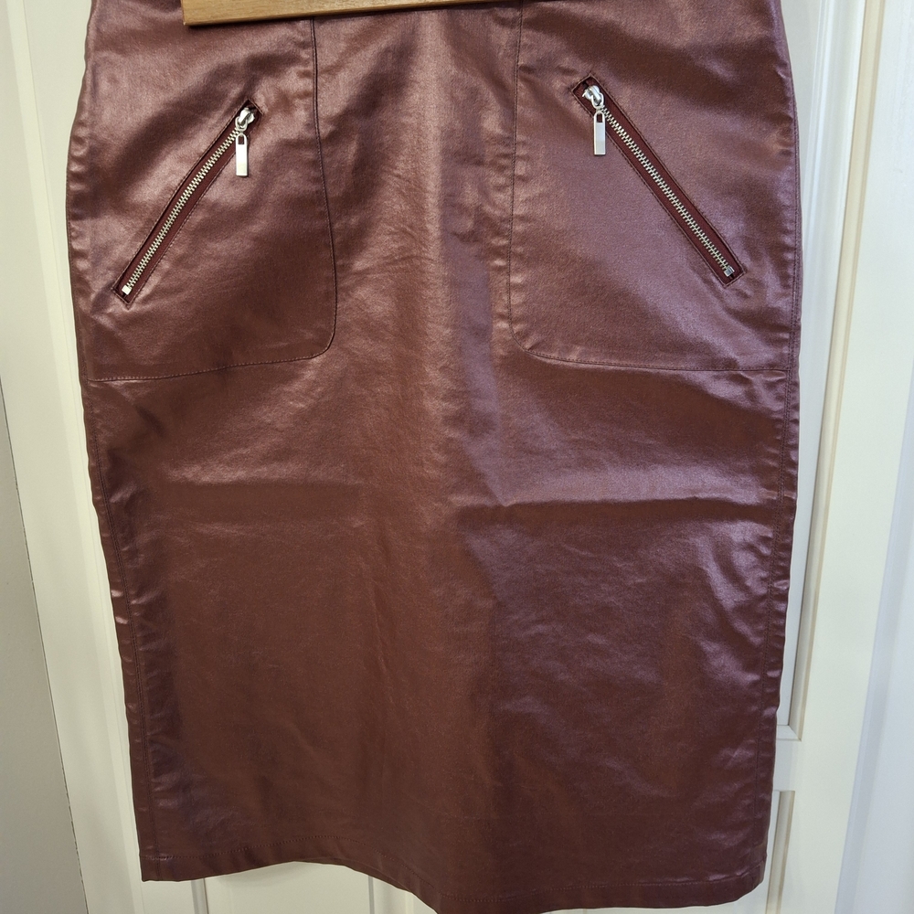 Kate & Mallory Shimmering Burgundy Pencil Skirt